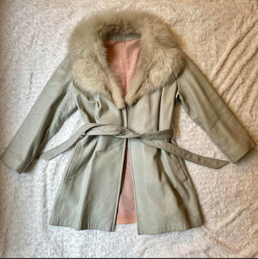Vintage 70s Penny Lane Leather And Fur Coat - Picture 6 of 6
